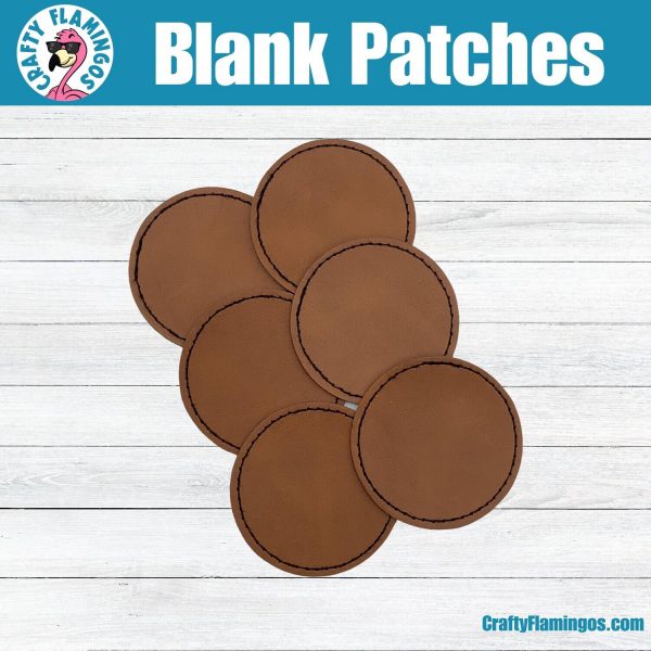 Blank Rawhide 2.5" Round Leatherette Patches Stitched with Adhesive Pack of 10